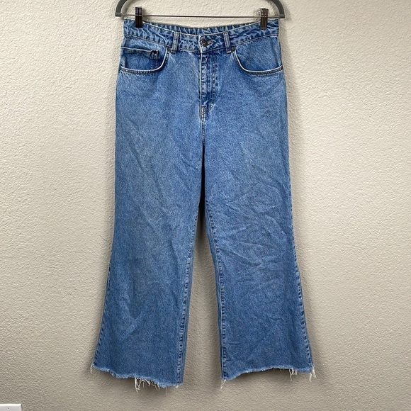 The Ragged Priest Jeans Wide Leg High Rise Baggy Jeans Raw Hem Crop Skater - Picture 2 of 12